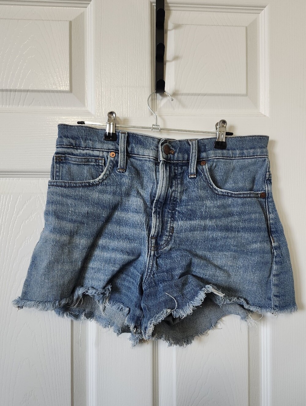 Madewell Perfect Light Wash Frayed Hem Denim Shorts